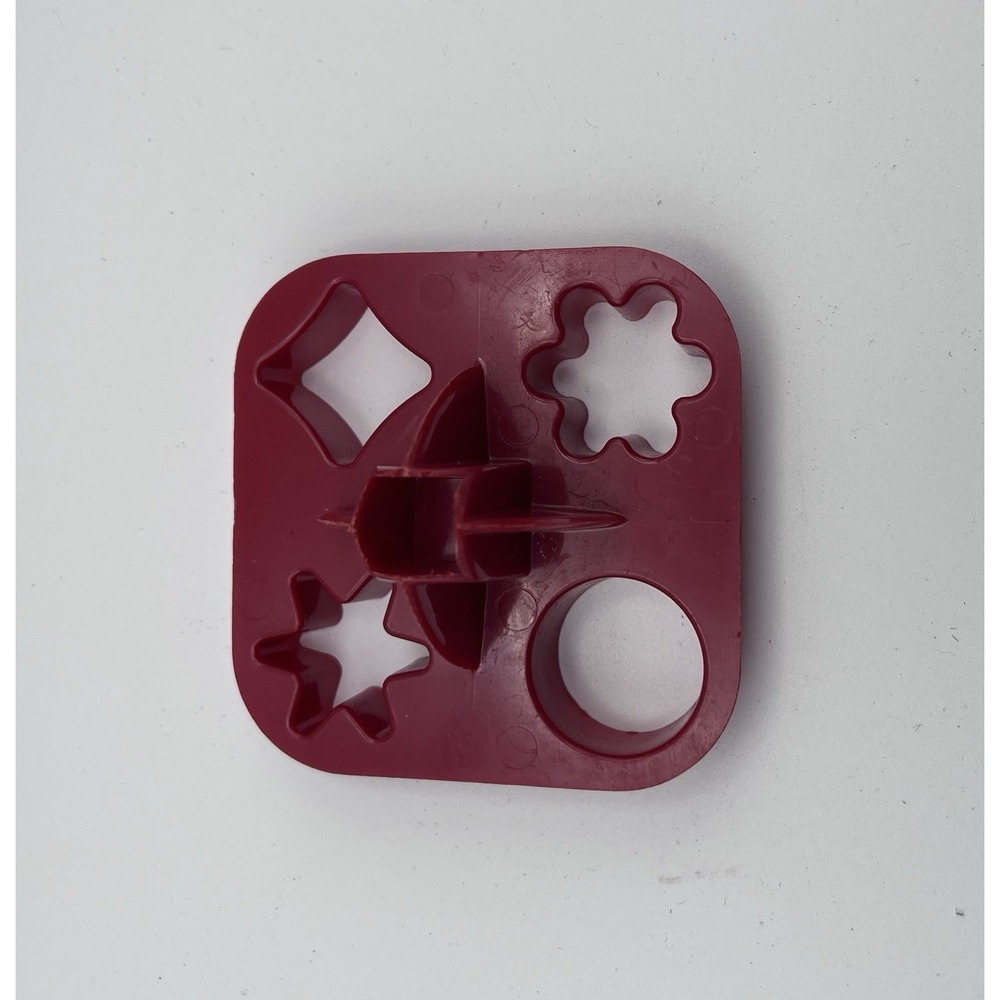Vintage Tupperware 4-in-1 Cookie Cutter - Maroon Red Multi-Shape Press - Picture 2 of 4